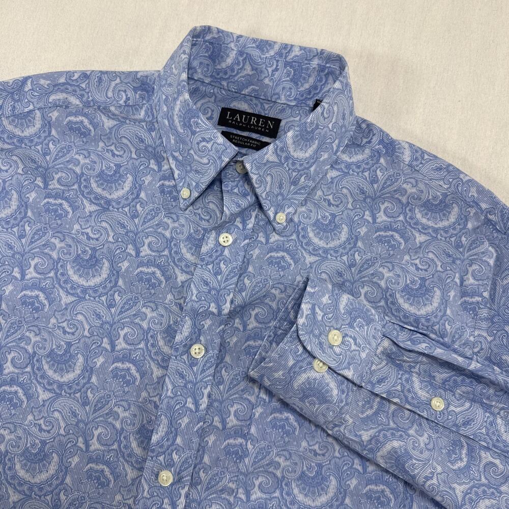 Black Label Ralph Lauren Men's Blue Paisley Long Sleeve Dress Shirt M 15 32/33